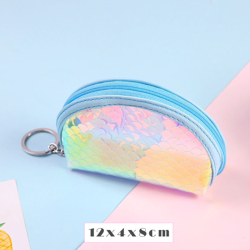 Wholesale PU Laser Fish Scale Pattern Colorful Coin Purse Keychain